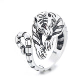 Ferocious Tiger Ring for Men Women Vintage Silver Color